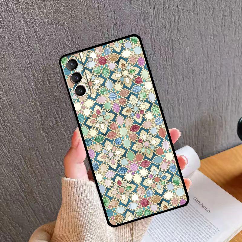 

Muted Moroccan Mosaic Tiles Phone Case For Samsung Galaxy S26 S25 S24 S20 S21 S22 S23 Ultra S10 Plus S24 FE S25 FE Cover Galaxy S20Ultra