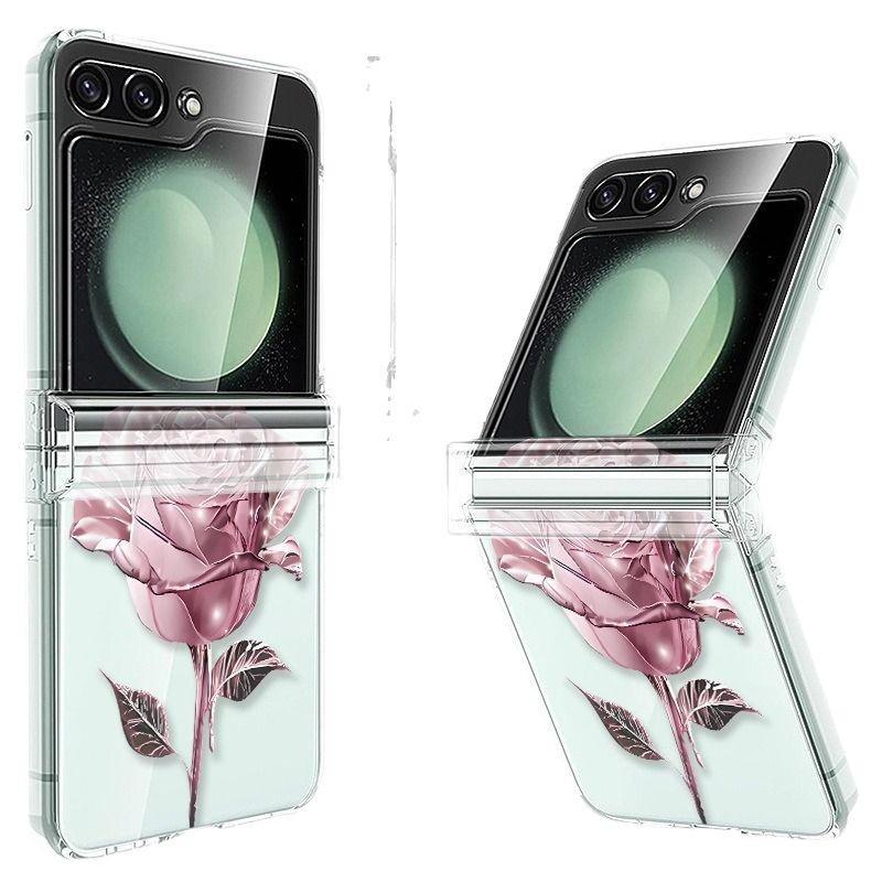 Samsung Z Flip 6 Crystal Rose Transparent Foldable Drop-Proof Case