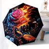 1pc Flaming Rose with Crown and Music Notes Umbrella with Plastic Handle,Suitable for All Seasons Home Travel Outdoor UmbrellaB1831