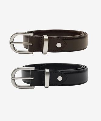 MINAV 2-Pack Minimal Real Leather Belt