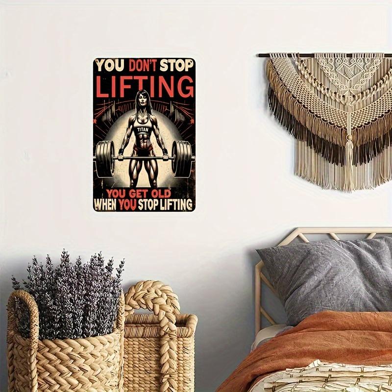 Hisun Blechschild HD Blechschild Du hörst nicht auf zu trainieren, wenn du alt wirst Vintage Fitnessstudio Zitat Metallposter Retro Wandkunst für Fitnessraum Dekoration
