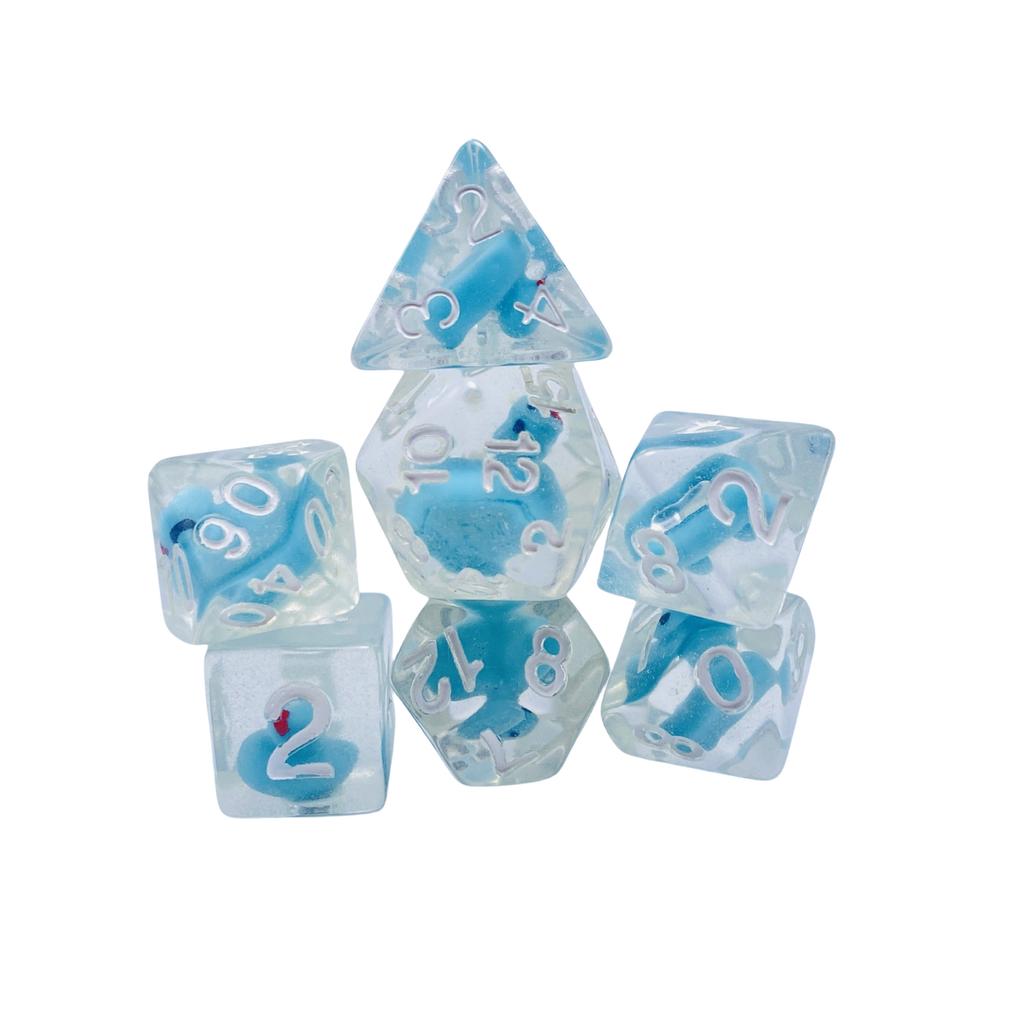 7-Die Dice DND, Rubber Ducky DND Dice, Dice Tray, D and D Dice for Dungeons and Dragons Gift (Dice Set Only)