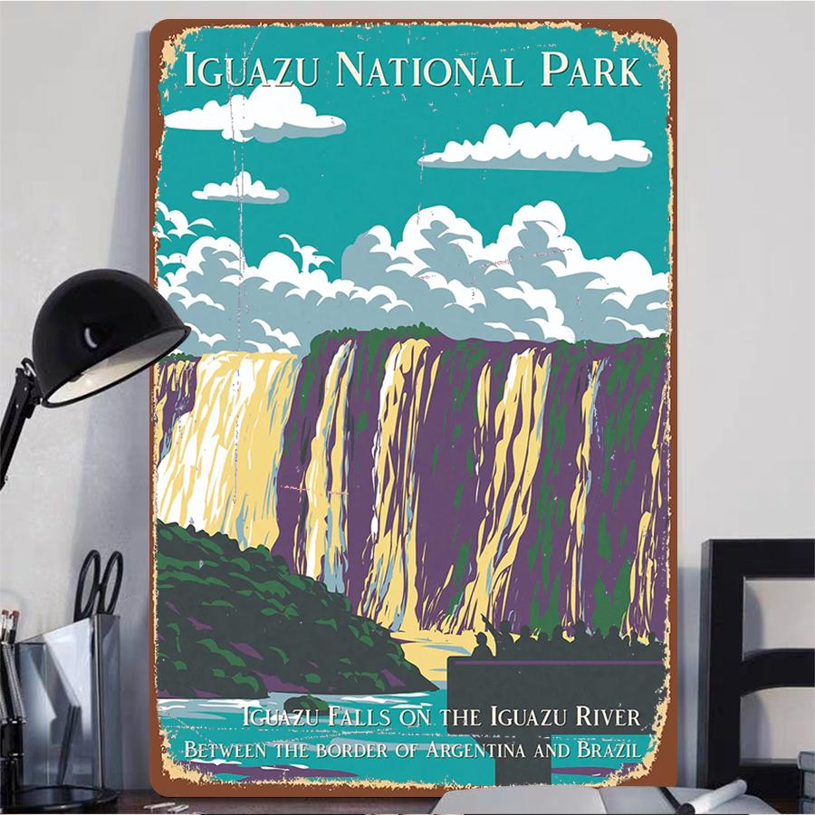 Iguazu National Park Iron Painting Iguazu Falls Border Decor Argentina Brazil River Wall Art Home Decoration
