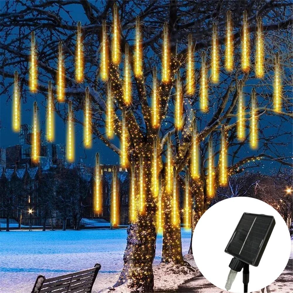 Solar Powered LED Meteor Shower Fairy Lights for Garden Outdoor Christmas Tree Wedding Party Home Decoration 50M-8Tubes