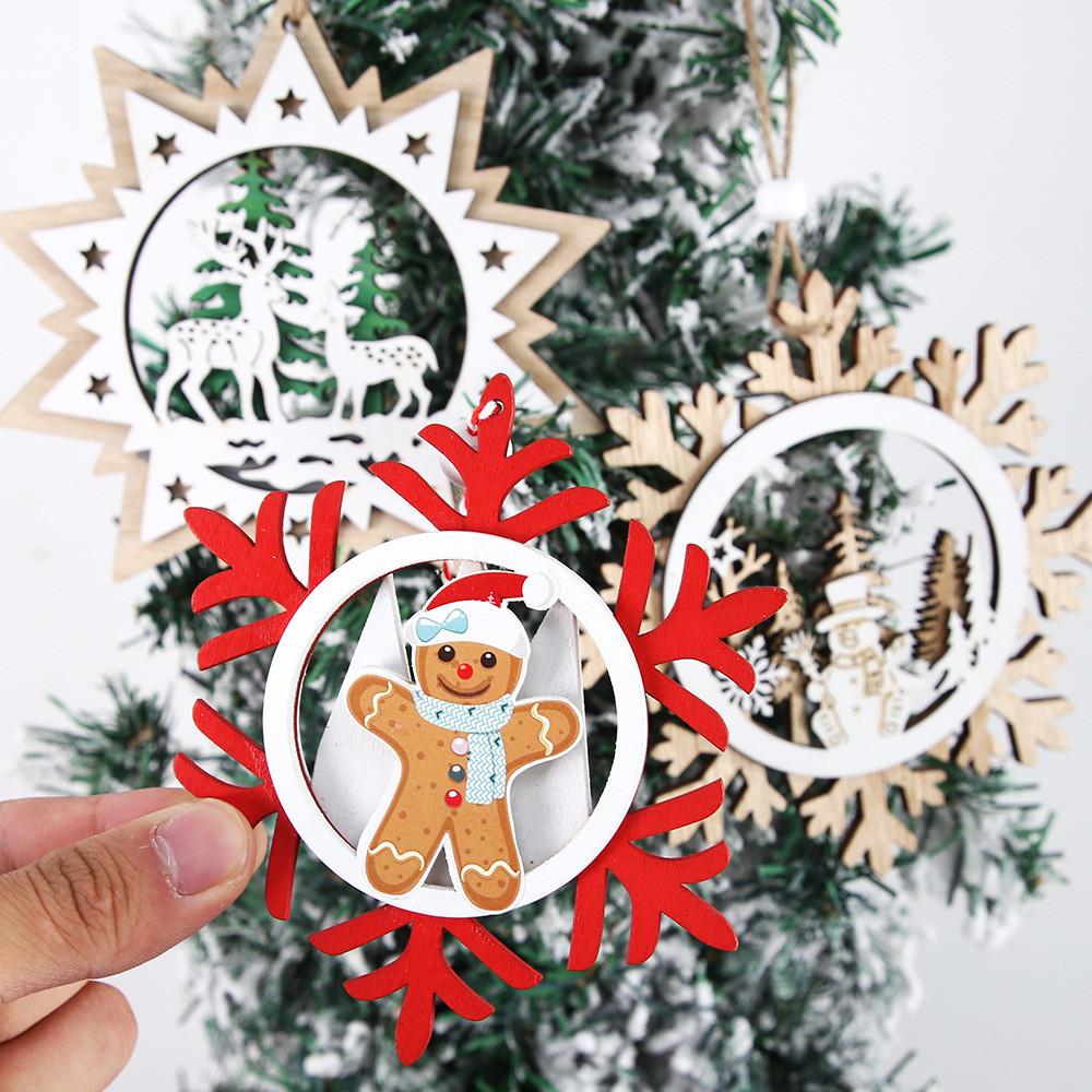 Wooden Christmas Artistic Ornaments Featuring Charming Reindeer Snowflakes And Characters Gingerbread
