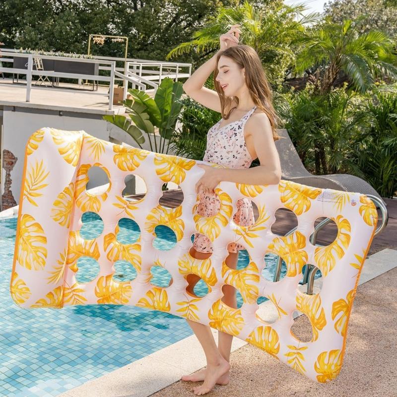 Durable Inflatable Water Floating Bed For Adults Extra Thick PVC Material Leaf Design Pool Mat