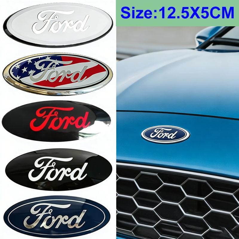 12.5X5CM Car Front Rear Badge Sticker Trunk Emblem Decals for Ford F150 Edge Kuga Fiesta Mondeo Transit Focus Fusion Ecosport