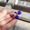 8-12mm Blue Lapis Lazuli Round Bead Pendant Earrings