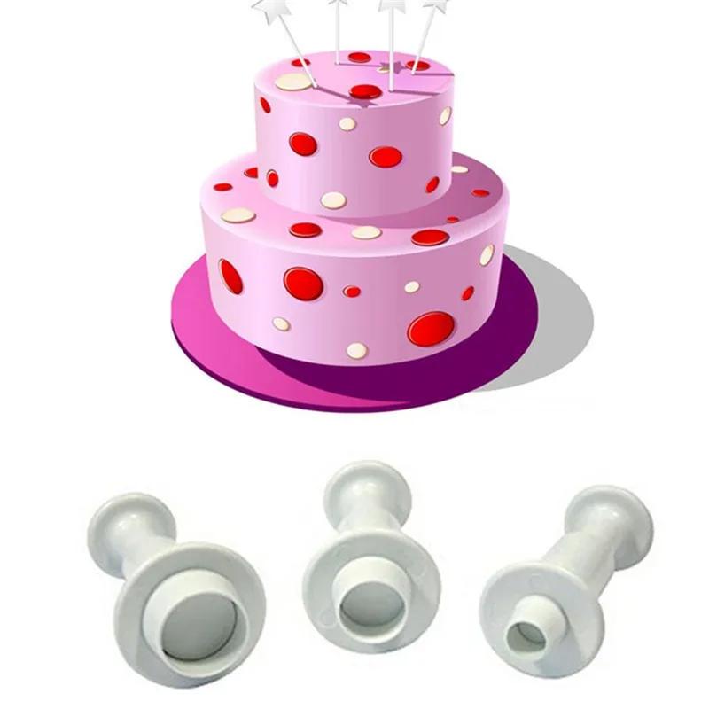 Round Flower Sugarcraft Fondant Cutter Plastic Heart Cake Mold DIY Fondant Cake Decorating Tools Plunger Paste Sugar Craft Die