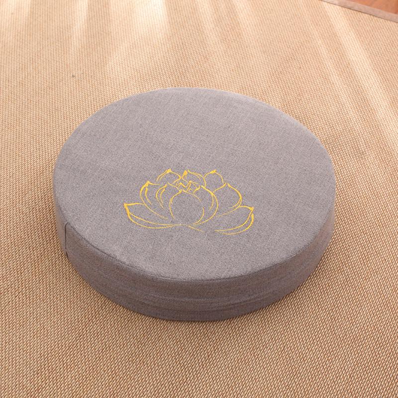 Thick Washable Japanese Zen Meditation Cushion - Round Tatami Linen Seat for Home and Balcony