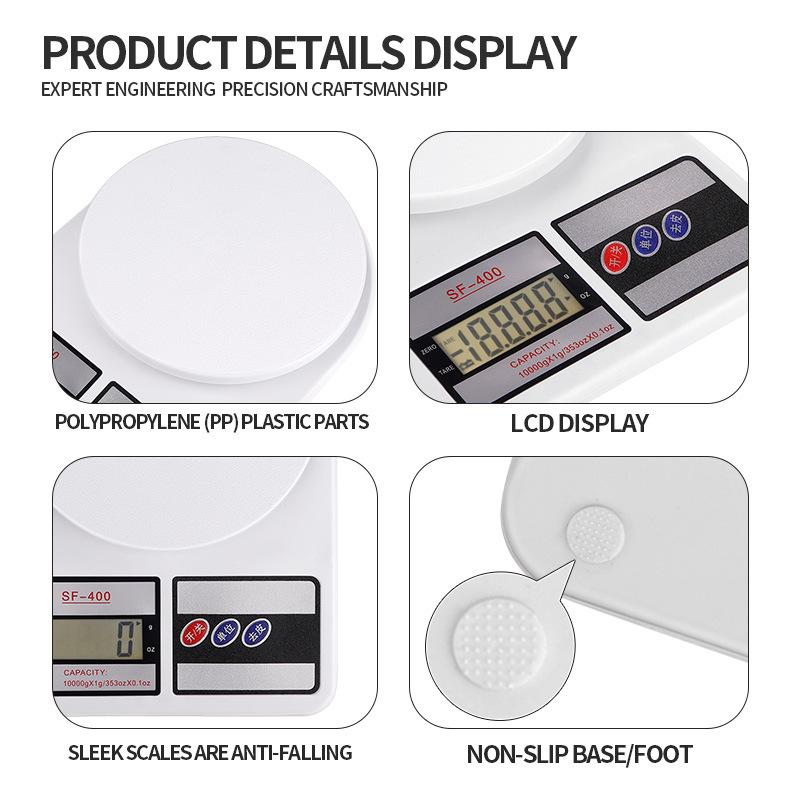 10kgx1g Digital Scale Kitchen Electronic Scale Gram Replaceable Battery Power Cooking Baking Cakes Measuring Kitchen Accessories