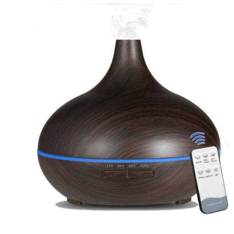 High Quality 400ml Aromatherapy Essential Oil Diffuser Wood Grain Remote Control Ultrasonic Air Humidifier with 7 Colors Light
