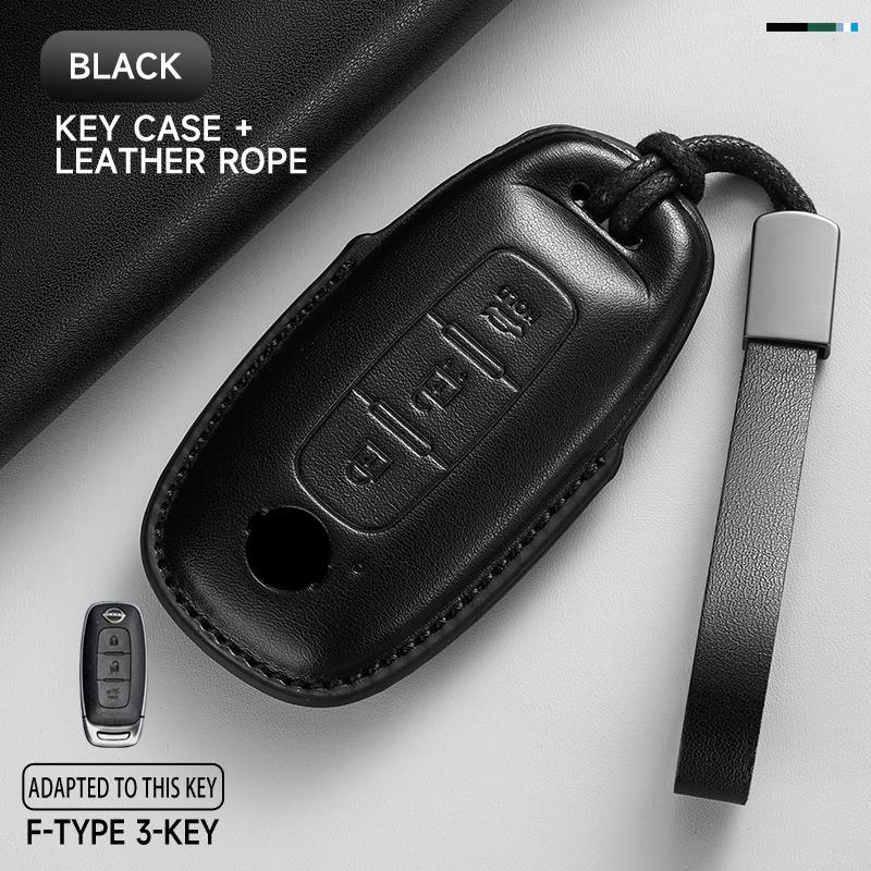 

Genuine Leather Car Key Case Cover Key Bag For Nissan Quest MPV Elgrand NV200 Evalia Serena Protect Set Accessories
