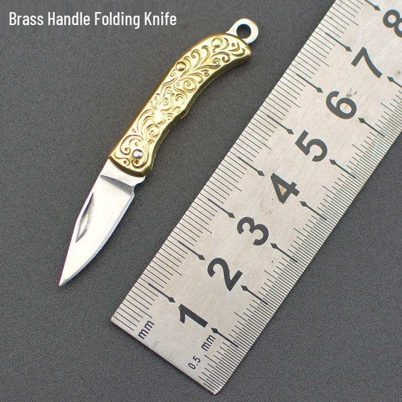Compact Outdoor Mini Folding Knife - Sharp Pocket Knife for Fruits & Package Opening with Keychain Pendant