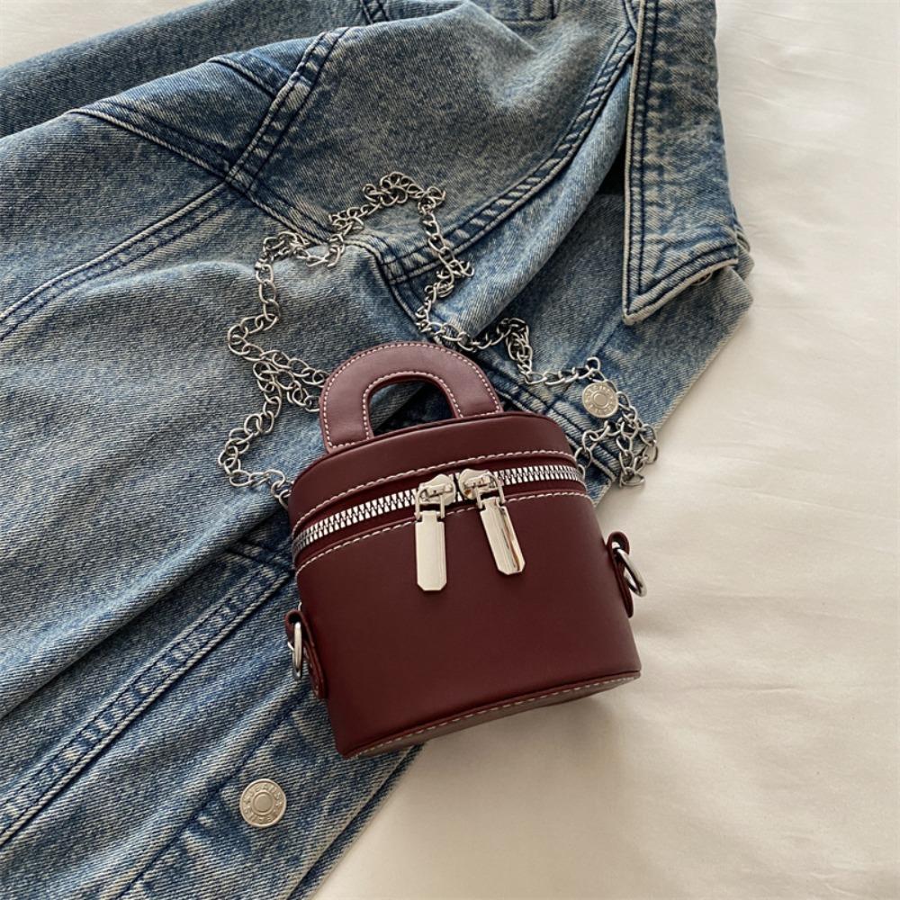 PU Leather Box Crossbody Bag Solid Color Clothes Match Bag Personality Mini Lipstick Bag Girls