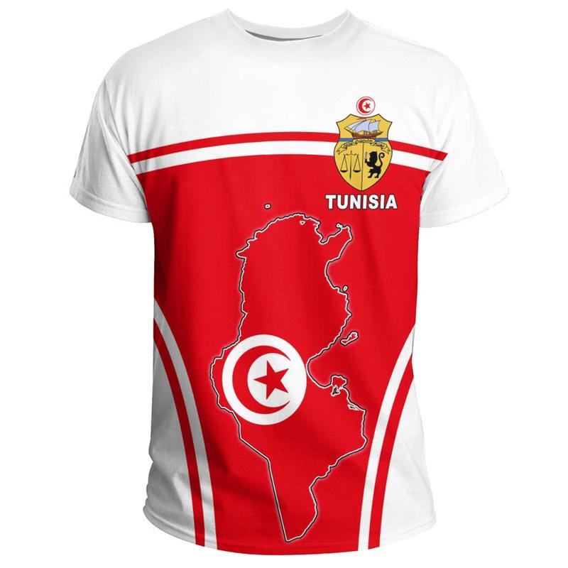Fashion 3D Printed Tunisia T Shirt For Men Coat Of Arms Pattern T-shirt Streetwear Short Sleeves Oversized Tee Shirts Tops