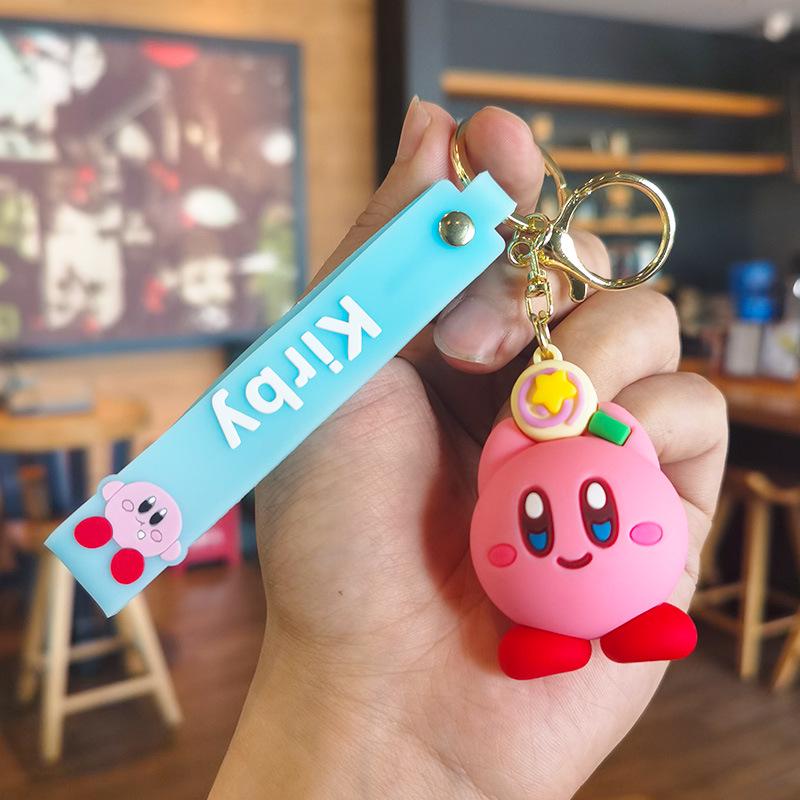 Pink Kirby Star Plush Keychain - Cute Heart Backpack Pendant