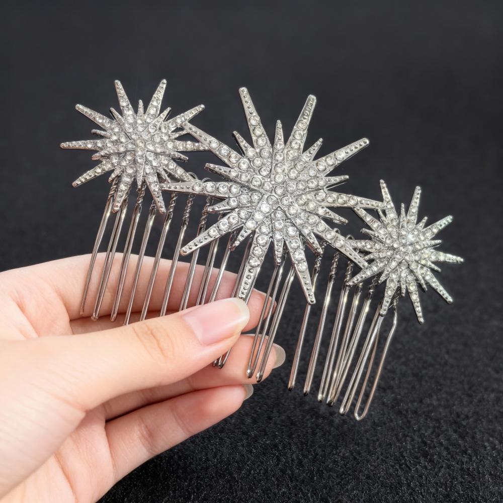 Luxus Strass Stern Haarkämme Mode Metall Braut Haarspangen Nadeln Kristall Damen Hochzeit Braut Haar Accessoires Geschenk