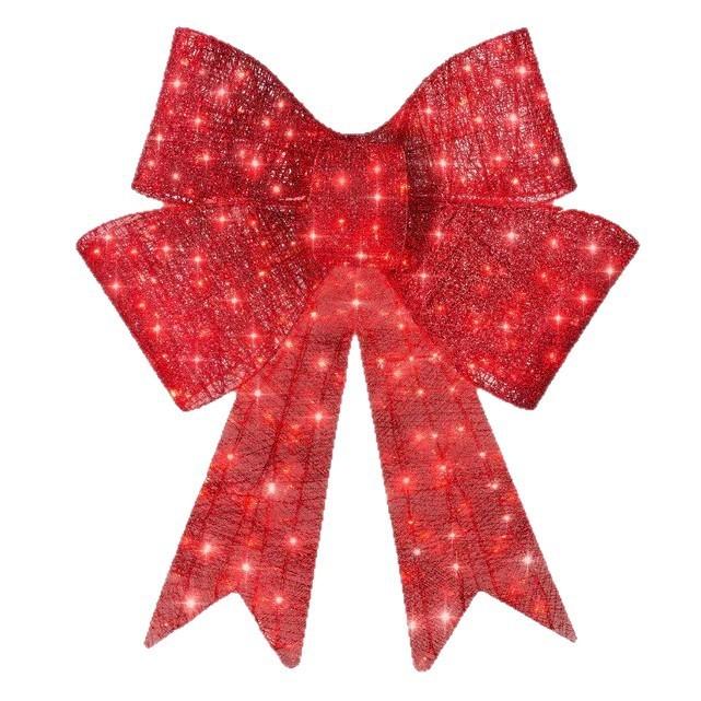 Christmas Bow Led Lighted Garland Door Hanging Decoration For Holiday Celebrations