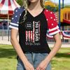 Women's Casual V Neck Pullover Short Sleeve T Shirt 250 Years of Freedom Graphic Print Independence Day Top