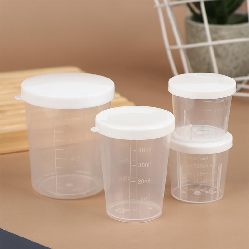 10Pcs/Set 20/30/50/100Ml Clear Liquid Pill Measuring Cups With Lids Travel Pill Organizer Cup Container For Liquid Medicine