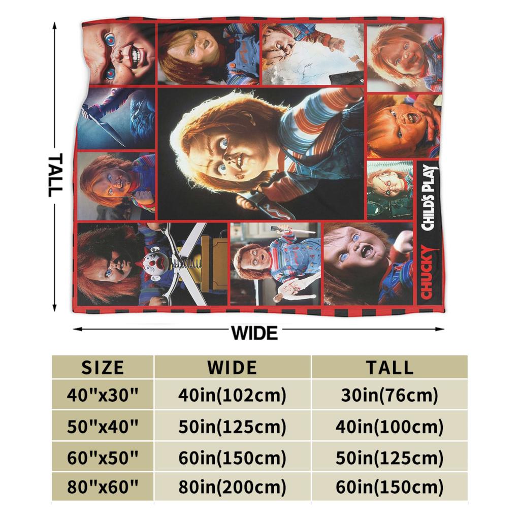 Chucky Horror Movie Knitted Blanket Childs Play Halloween Fuzzy Throw Blanket Home Couch Personalised Soft Warm Bedspread