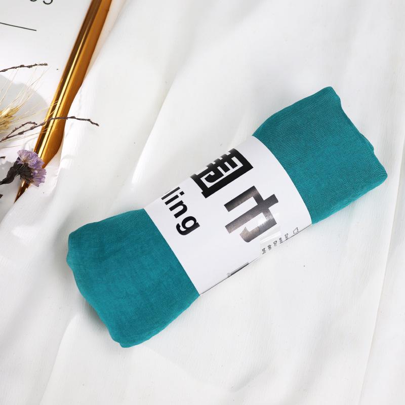 

Женский плиссированный шифоновый шелковый шарф в корейском стиле - однотонный для осени/зимы 170 cm