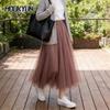 3 Layers of Yarn + Inner Lining Half-length Skirt Women's Net Gauze Skirt Large Skirt Mid-length Gauze Skirt Net Yarn Breathable Large Skirt