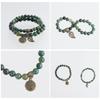 Tree Charm Bracelet Set Agates Bead  Stone Bracelets for Women Man Leaf Pendant Bangles Jewelry Gift