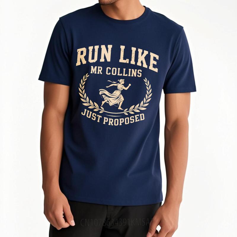 

Vintage Summer Women tshirt Run Like Mr Collins Just Proposed Short Sleeve Soft Oneck Tees Fashion Funny Tshirts For Men 4XL
