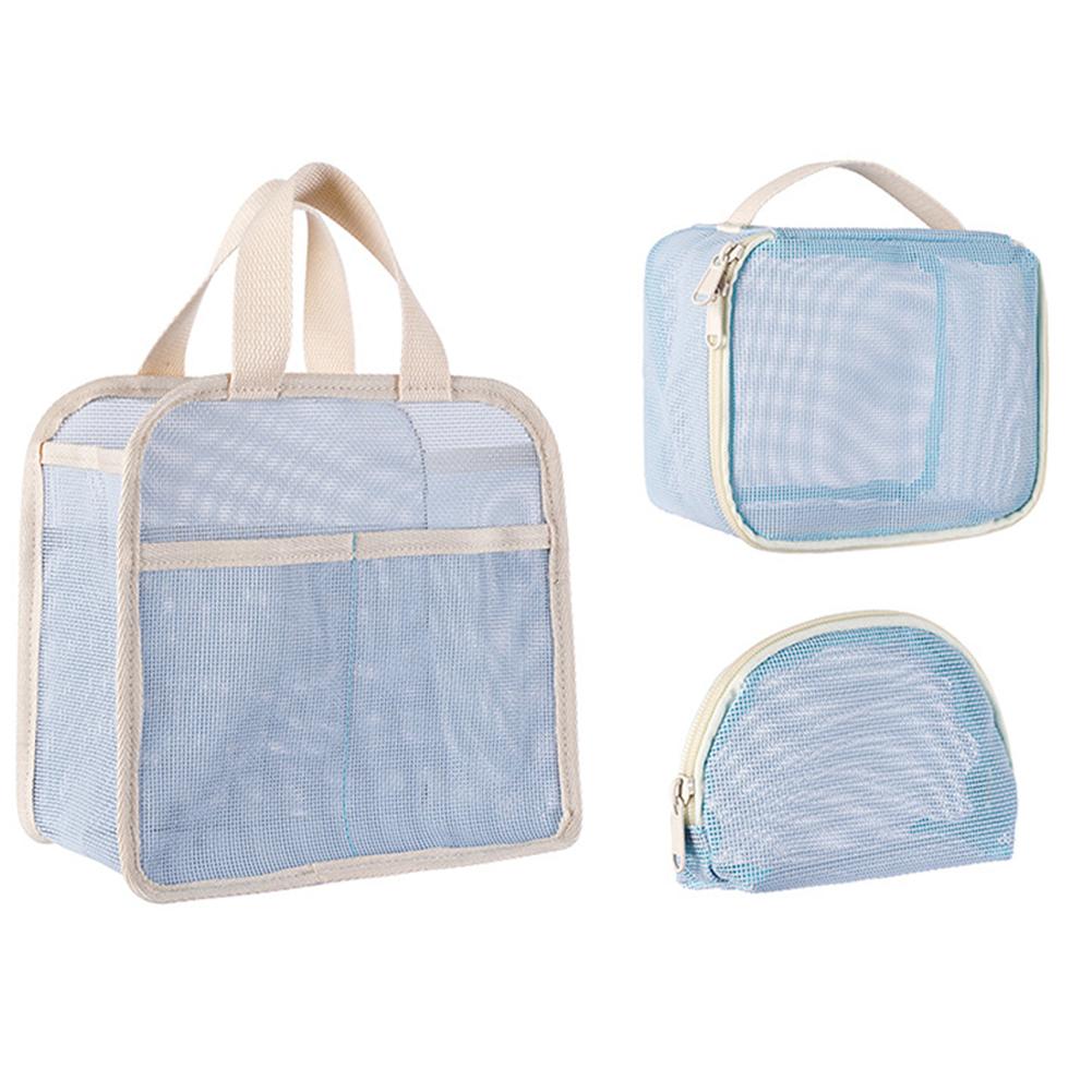 PVC Travel Storage Bag Transparent 3Pcs Travel Organizer Bag Breathable Portable Mesh Bag Bathroom Shower Travel Bag