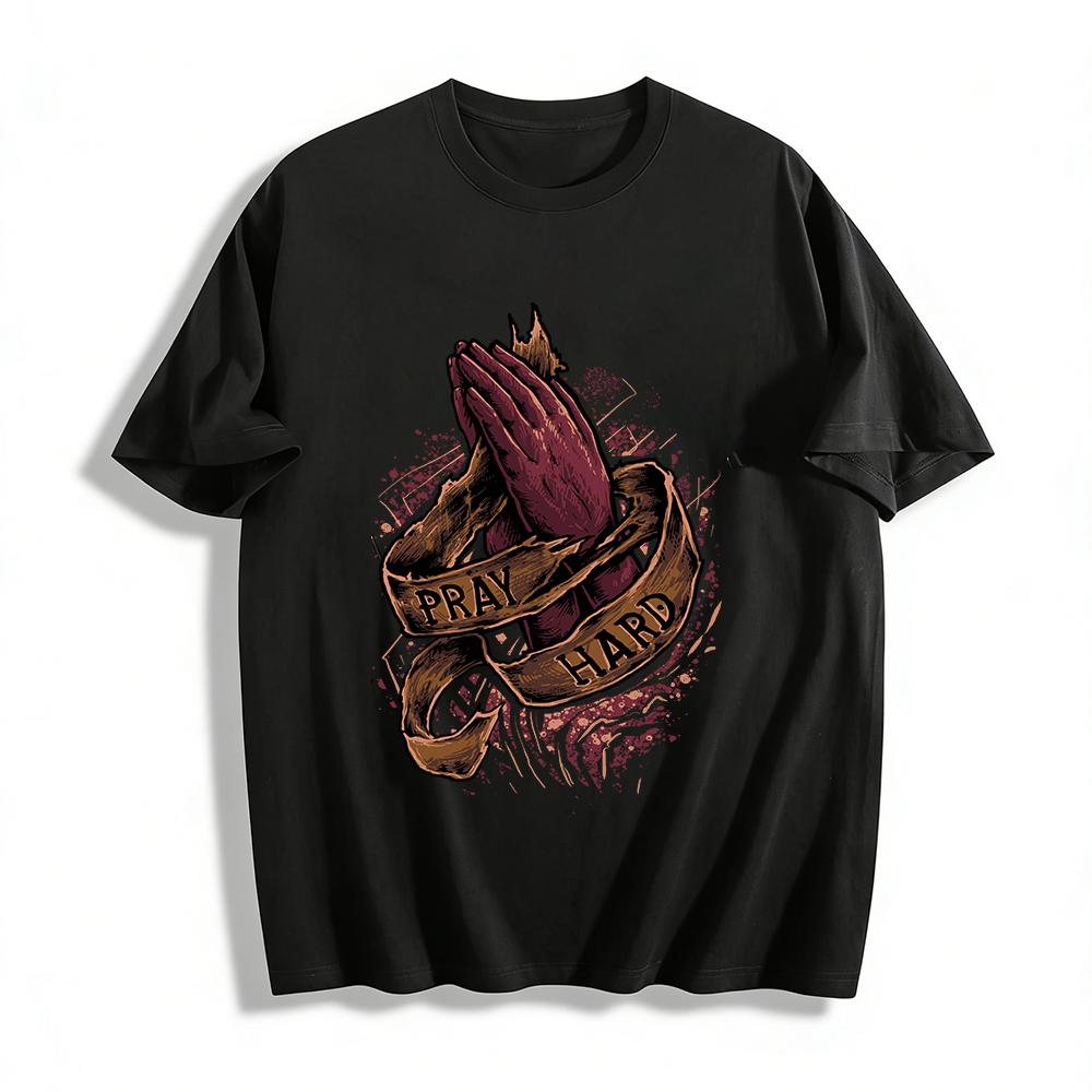 T Pray Hard Pure cotton T-shirt XXS