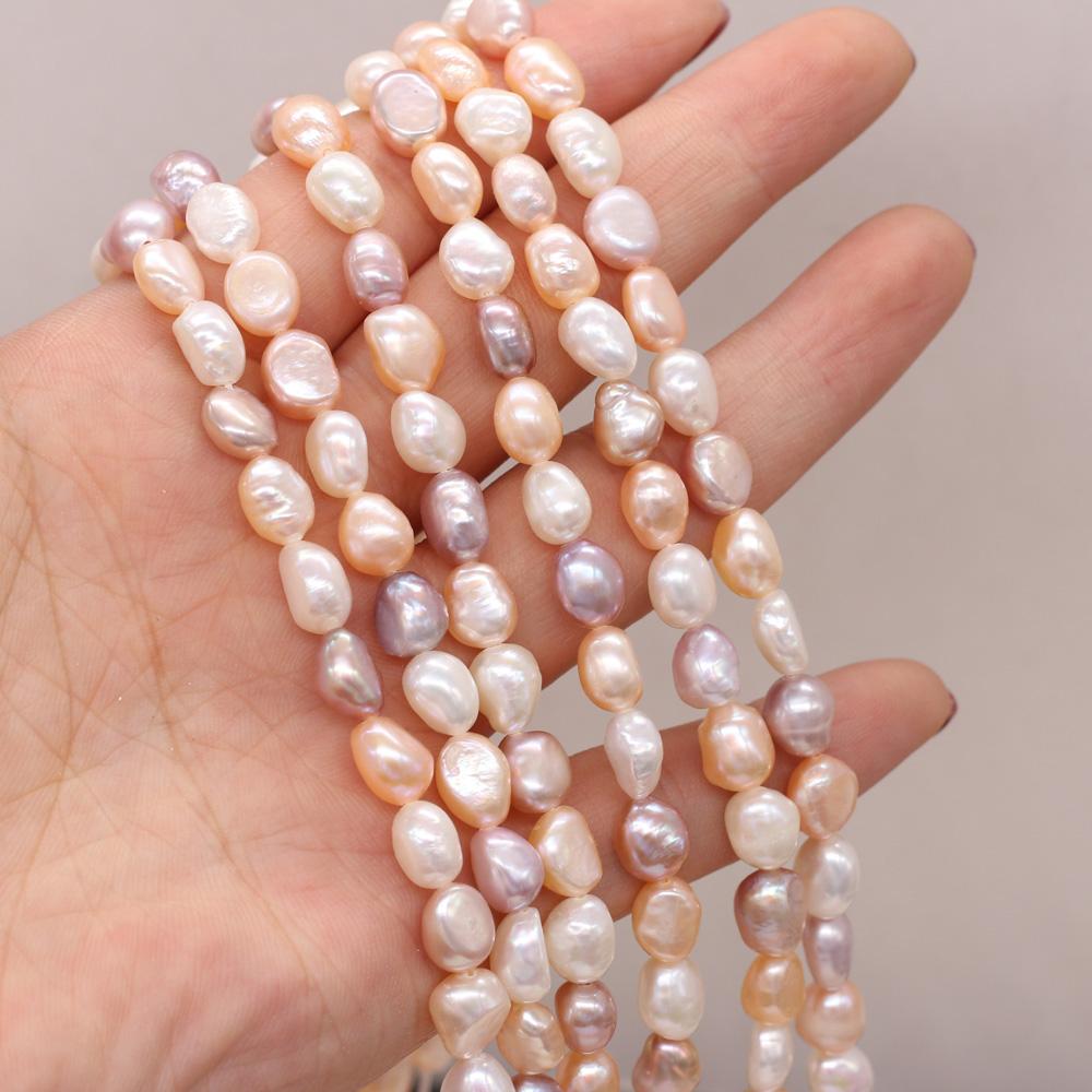 Boho Handmade Through Hole Pearl 5-6mm, Multicolor Natural Freshwater Pearls Beads for Jewelry Making DIY Necklace Accessories, Mother's Day Gift 36cm