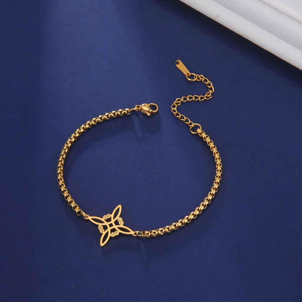 Teamer Popular Witchcraft Witch Knot Charm Bracelet for Women Stainless Steel Box Chain Bracelets Wicca Amulet Jewelry Gift 2026