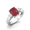 8X6 Cushion Shape Ruby Three Stone Ring in 925 Sterling Silver Dainty Engagement Promise Ring