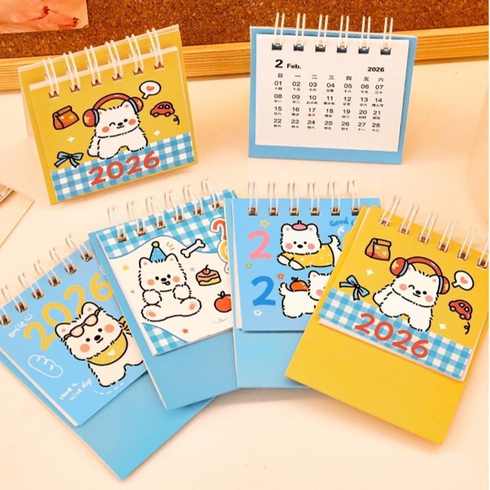Simple Mini 2026 Desk Calendar Coil Binding Cartoon Schedule Planner Portable Fruit Shape Desktop Calendar Gifts