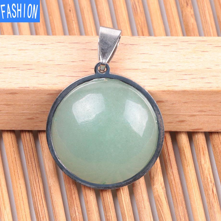 Collar De Cristal Natural De Moda con Personalidad Europea Y Americana De Acero Inoxidable De Piedra Plana Simple para Mujer