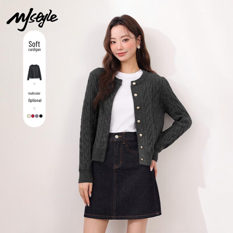 MJ STYLE Women s Thick Cable Knit Cardigan Sweater L