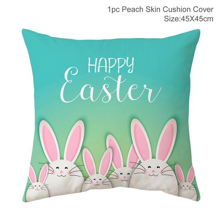 Easter Bunny Pillowcase Happy Easter Decoration For Home Easter Rabbit Eggs Cushion Cover Decorative Pillow Case Easter Gift