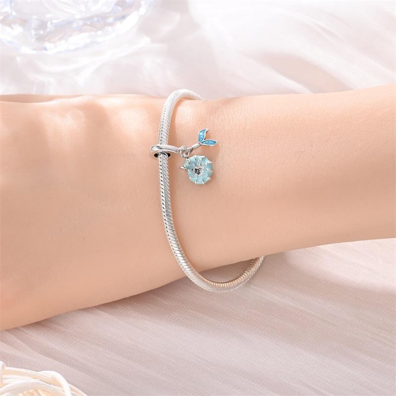 Original Copper Charms Luxury Blue Conch Shell Fish Tail Pendant Beads Fit Bracelet Diy Women Making Delicate Gift
