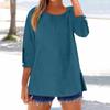 Women's Fashion Seven-Quarter Sleeve Round Neck Color Loose Casual Shirt Tops