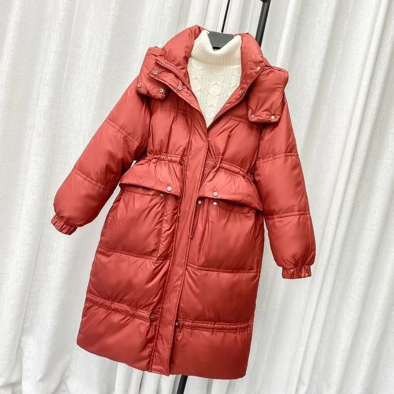 White Duck Down Down Jacket Women In the Long Section Knee Thickening