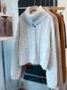 Women's High-Neck Sweater Coat - 2026 Autumn/Winter Loose Lapel Outerwear, Thick Knit Cardigan, Trendy Lazy Style
