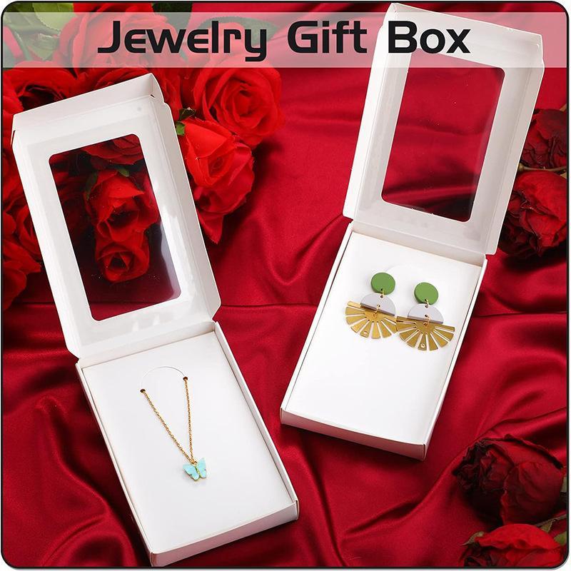 10Pcs Window Folding Paper Box For Kraft Paper Postcard Photo Frame Holiday Greeting Card Candy Biscuit Packing Box