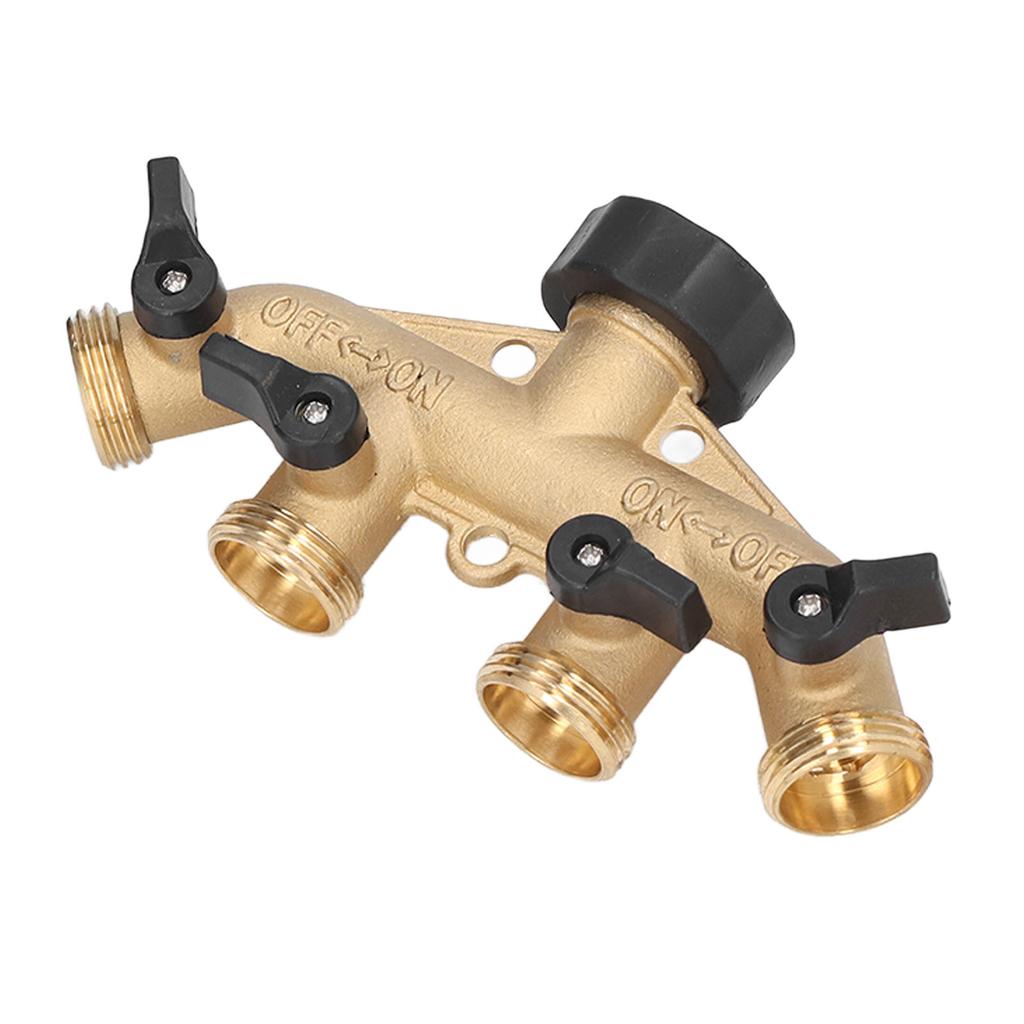 3 4in Hose Faucet Manifold Splitter 4 Way Brass Pipe Split Connector Garden Hose DistributorUS Standard