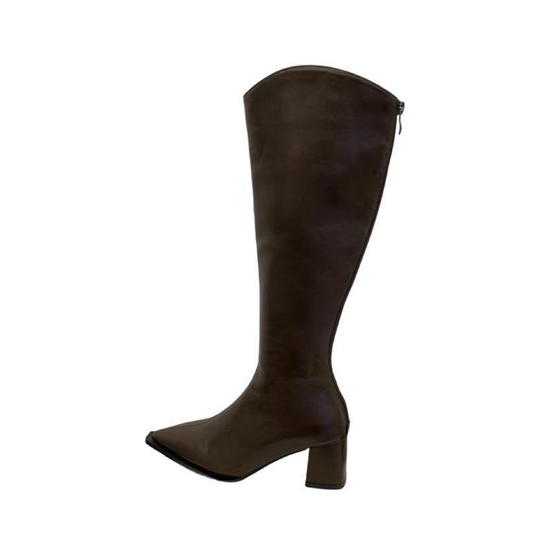 Long boots French high-heeled pointed boots women's autumn and winter new small thick-heeled knight boots