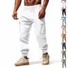 Summer and Autumn Cotton and Linen Casual Foot Tie Multi-pocket Tether Solid Color Loose Large Size Tooling Trousers Men
