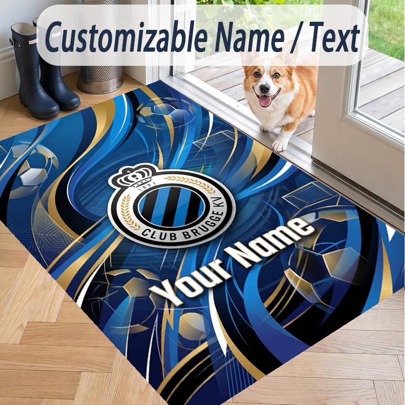 Custom Text Printed Rug Club Brugge FC Non Slip Floor Carpet For Home Room Decor