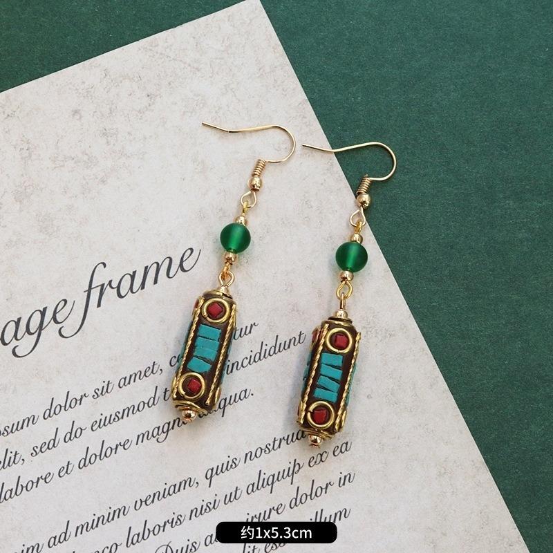 Retro niche design Nepalese exotic Tibetan earrings femininity simple personality handmade earrings