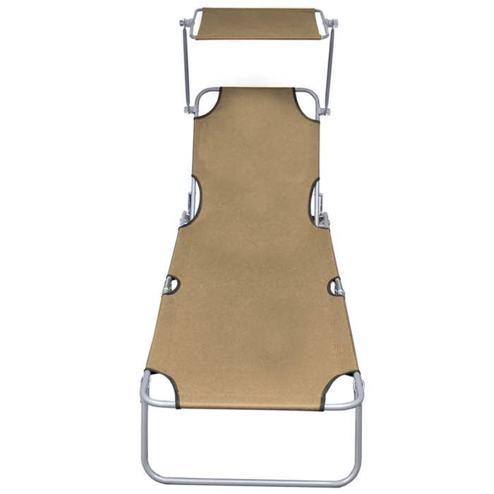 VidaXL Chaise Longue Pliable avec Auvent Chaise Longue de Jardin Chaise Longue de Patio Chaise Longue de Terrasse Piscine 47773